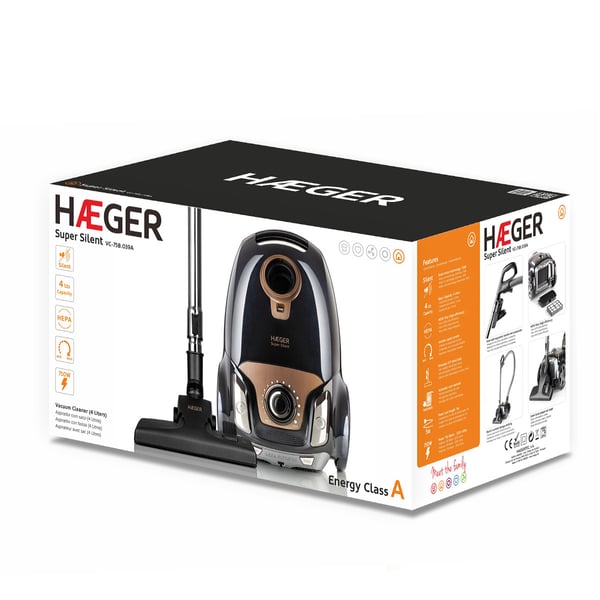 Haeger VC-75B.039A dammsugare 4 l Cylinderdammsugare Torr 750 W Dammpåse