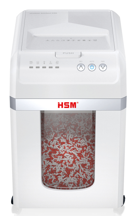 Miniatyrbild 1 av 6: HSM Autofeed X300 dokumentförstörare Partikelsnitt 52 dB 23 cm Silver, Vit