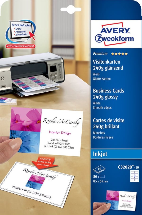 Miniatyrbillede 2 af 5: Avery C32028-10 ikke-klæbende etiket 80 stk Hvid Rektandel