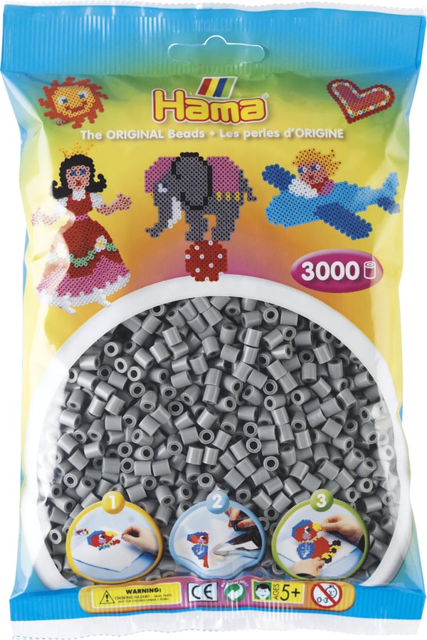 Hama Beads 201-17 perle Rørperle Grå 3000 stk