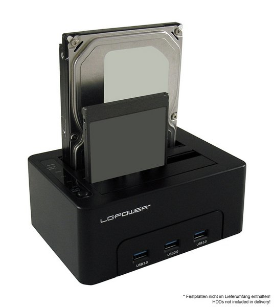 LC-Power LC-DOCK-U3-HUB tallennusaseman telakointiasema USB 3.2 Gen 1 (3.1 Gen 1) Type-B Musta