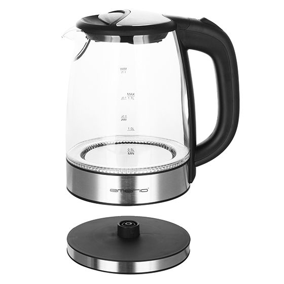 Miniatyrbillede 3 af 3: Emerio WK-119988 elkedel 1,7 L 2200 W Sort, Rustfrit stål