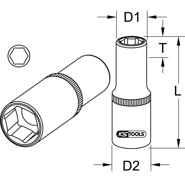 Miniatyrbild 2 av 2: KS Tools 918.1243-E hylsnyckelsats Uttag