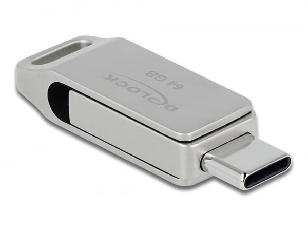 DeLOCK 54075 USB-sticka 64 GB USB Type-A / USB Type-C 3.2 Gen 1 (3.1 Gen 1) Silver