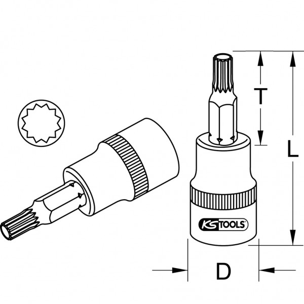 Miniatyrbild 2 av 2: KS Tools 918.1671 hylsnyckelsats Uttag