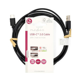 Miniatyrbillede 2 af 3: Nedis CCGL60601BK20 USB-kabel USB 2.0 2 m USB A USB C 0,48 Gbit/sek. 2,5 W Sort