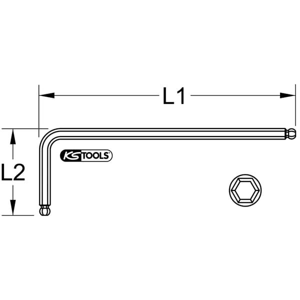 Miniatyrbild 2 av 2: KS Tools 151.4302 insexnyckel Metrisk 1 styck
