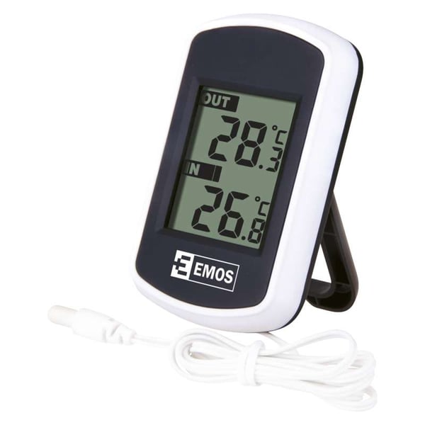 Emos E0041 Elektronisk miljøtermometer Indendørs/udendørs Sort, Hvid