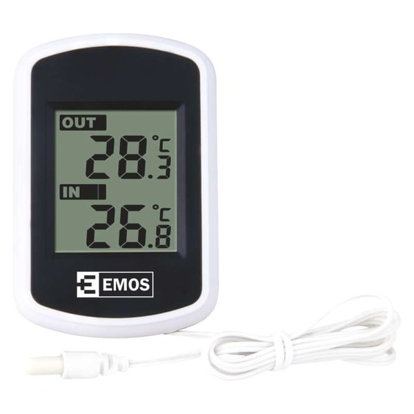 Emos E0041 Elektronisk miljøtermometer Indendørs/udendørs Sort, Hvid