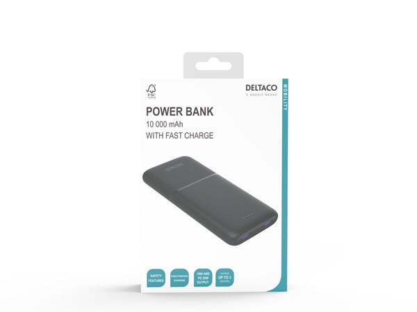 Pikkukuva 6 / 12: Deltaco Power bank 10 000 mAh, 2x USB-A 18 W, 1x USB-C PD 20 W