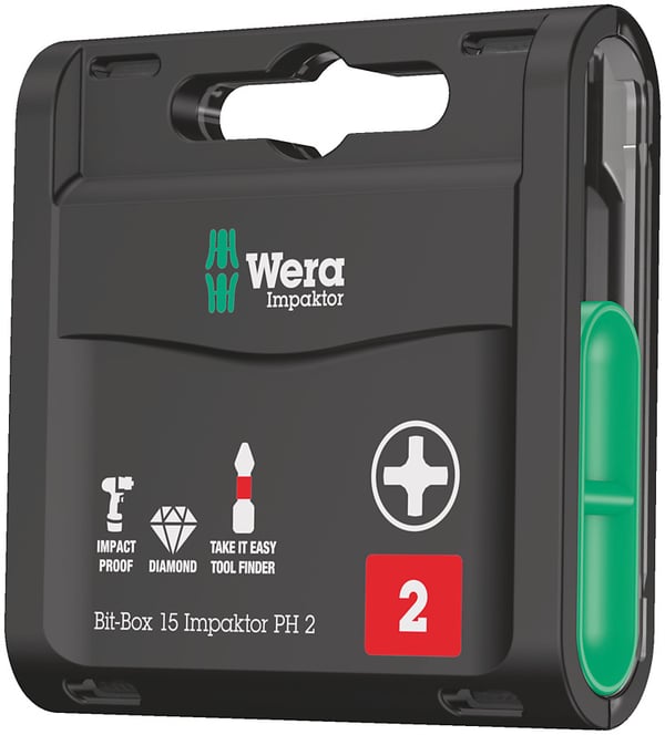 Miniatyrbillede 1 af 3: Wera Bit-Box 15 Impaktor PH skruetrækker bit 15 stk