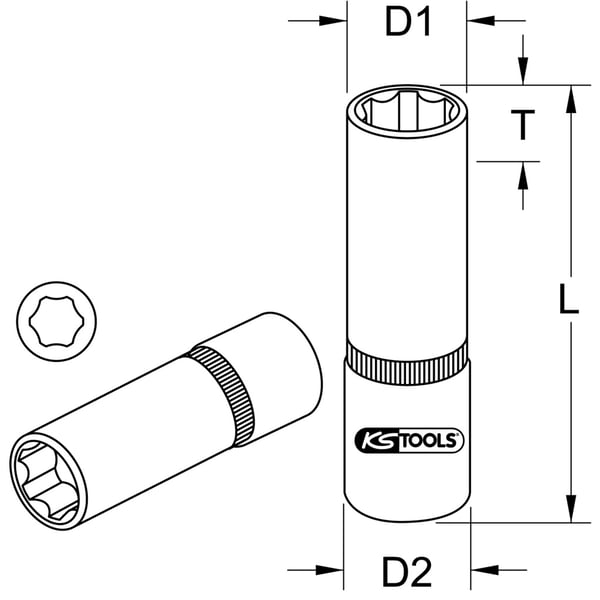 Miniatyrbild 2 av 2: KS Tools 917.1448 hylsnyckelsats Uttag