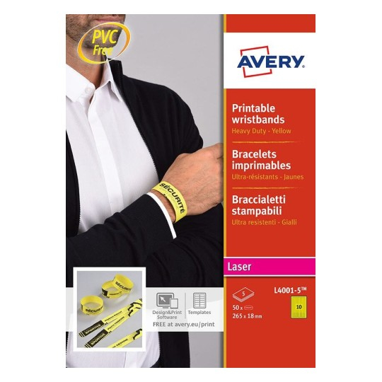 Avery L4001-5 utskriftsbara etiketter Gul Avery L4001-5 utskriftsbara etiketter Gul