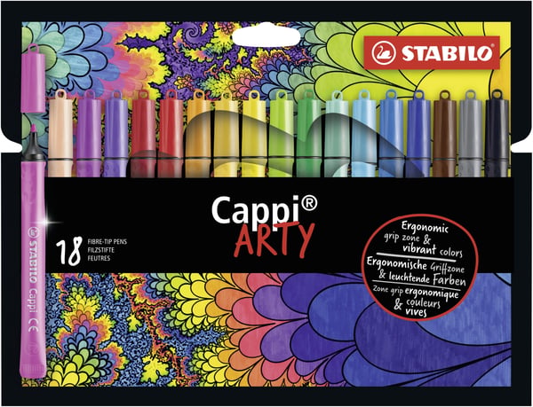 Miniatyrbillede 1 af 6: STABILO Cappi ARTY filtpen Mellem Flerfarvet 18 stk