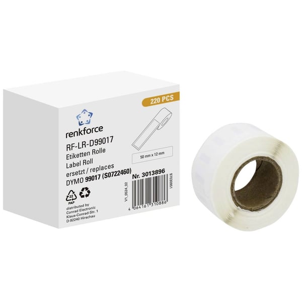 Miniatyrbillede 1 af 2: Renkforce RF-6027792 print etiket Hvid Selvklæbende printeretiket