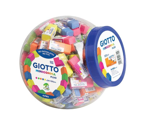 Giotto Fluo pyyhekumi Kestomuovinen elastomeeri Sininen, Fuksianpunainen, Vihreä, Oranssi, Keltainen 120 kpl Giotto Fluo pyyhekumi Kestomuovinen elastomeeri Sininen, Fuksianpunainen, Vihreä, Oranssi, Keltainen 120 kpl
