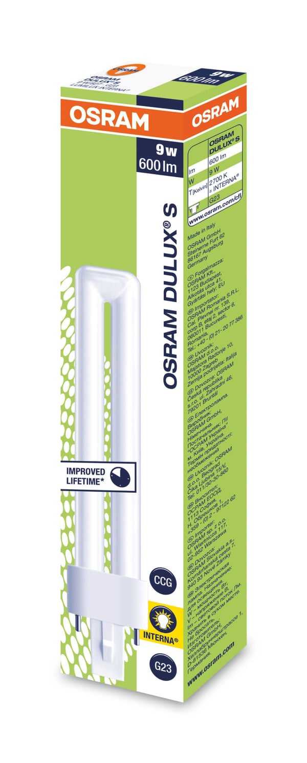 Miniatyrbild 4 av 4: Osram DULUX S 9 W/827 energisparlampor 8,7 W