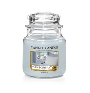 Yankee Candle A Calm & Quiet Place vokslys Rund Cedertræ, Jasmin, Mandarin Blå, Transparent 1 stk
