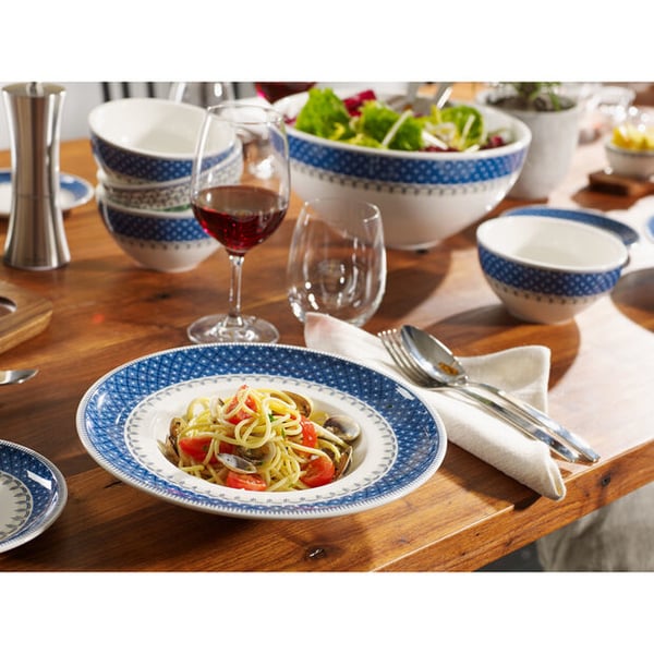 Miniatyrbillede 2 af 3: Villeroy & Boch Casale Blu Suppetallerken Rund Porcelæn Beige, Blå 1 stk