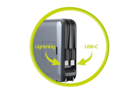 Miniatyrbillede 12 af 18: Mobile Origin PBT-03L-GRY powerbank Lithium polymer (LiPo) 10000 mAh Trådløs opladning Grå