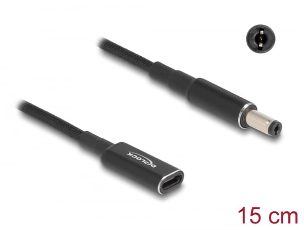 Miniatyrbild 3 av 3: DeLOCK 60039 kabelomvandlare (hane/hona) USB Type-C PD Svart