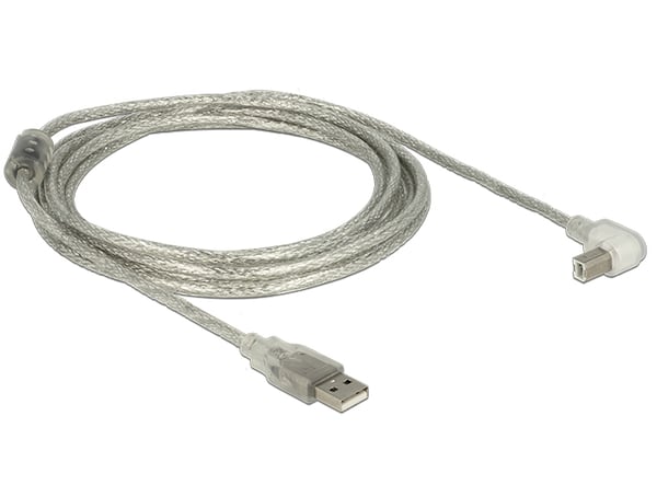 Miniatyrbillede 2 af 2: DeLOCK 3m, USB2.0-A/USB2.0-B USB-kabel USB A USB B 0,48 Gbit/sek. Sølv, Transparent