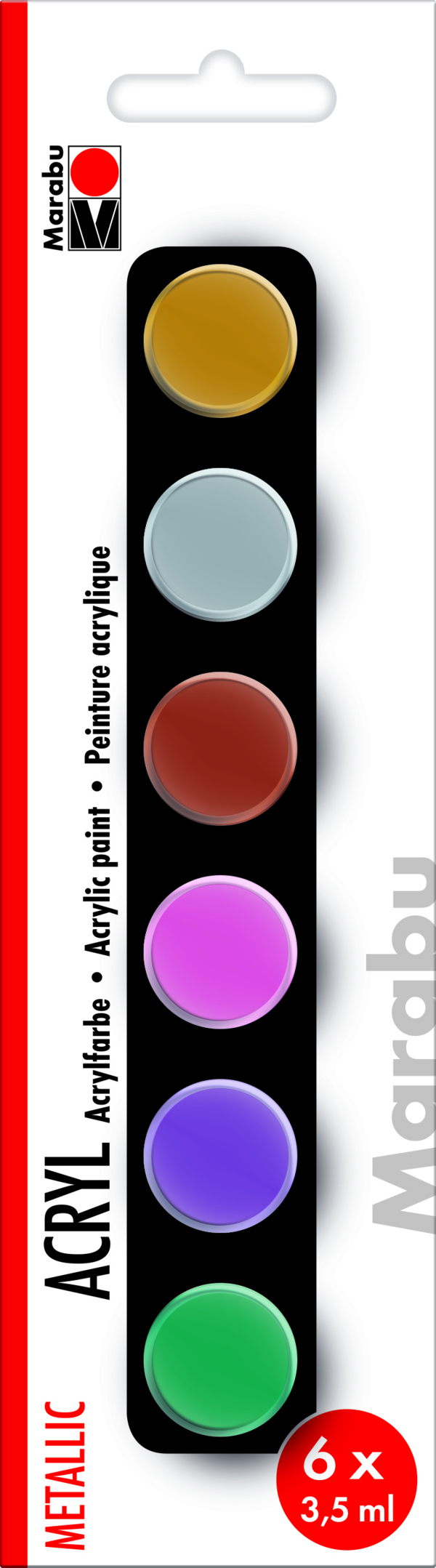 Marabu Acryl Metallic Akrylmaling 3,5 ml 6 stk Marabu Acryl Metallic Akrylmaling 3,5 ml 6 stk