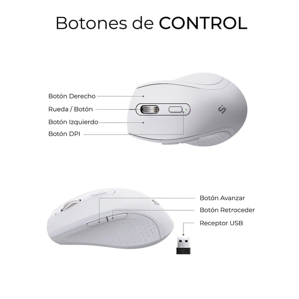 SUBBLIM SUBKBC-DCOPW1 tastatur Mus inkluderet Hjemme/kontor RF trådløs + Bluetooth QWERTY Spansk Hvid