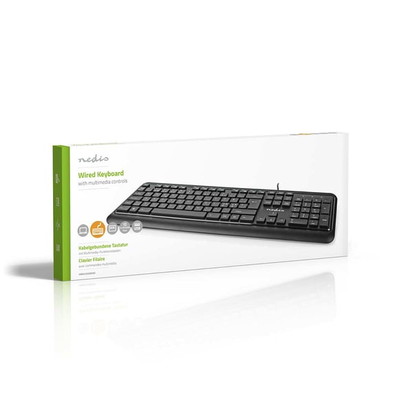 Nedis KBMU200BKND tangentbord Universal USB QWERTY Nordic Svart