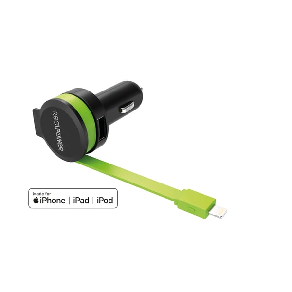 Miniatyrbillede 4 af 4: RealPower 257637 oplader til mobil enhed Universel Sort, Grøn Cigartænder Automatisk
