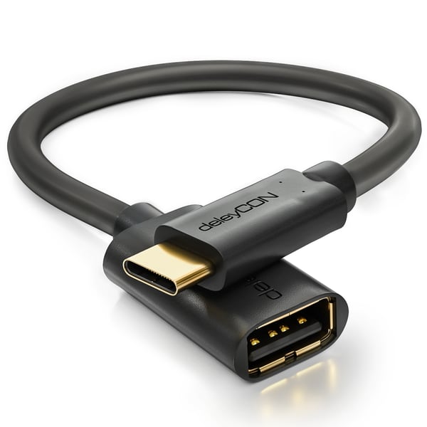 deleyCON MK1107 USB-kabel USB 2.0 0,2 m USB C USB A 0,48 Gbit/sek. Sort