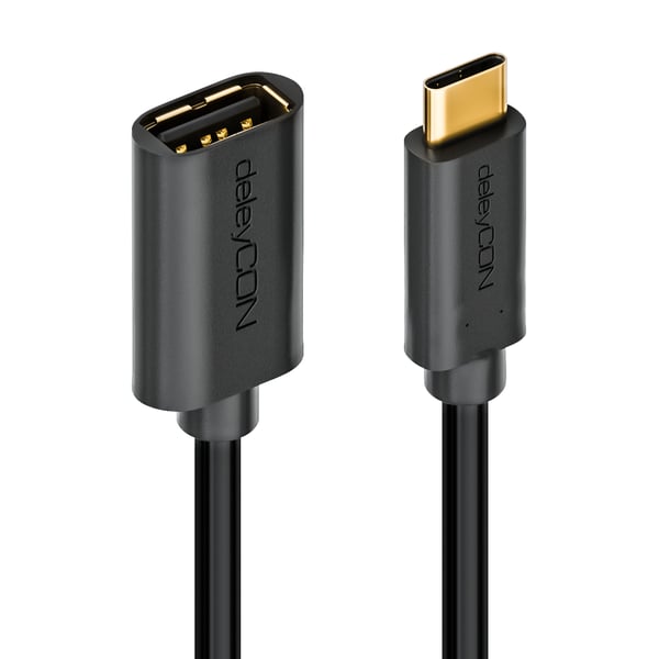 Miniatyrbillede 6 af 7: deleyCON MK1107 USB-kabel USB 2.0 0,2 m USB C USB A 0,48 Gbit/sek. Sort
