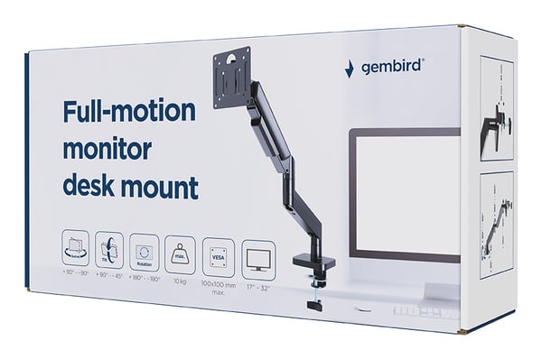 Pikkukuva 13 / 17: Gembird MA-DA1-04 monitorin kiinnike ja jalusta 81,3 cm (32") Vastaanotto Musta