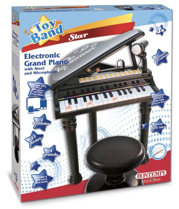 Pikkukuva 1 / 3: Bontempi Electronic Grand Piano with stool and microphone