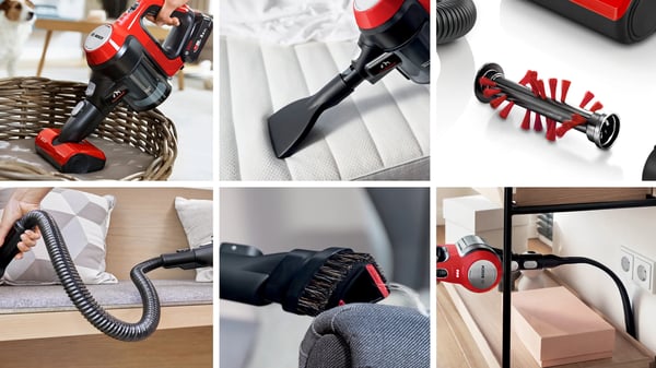 Miniatyrbillede 12 af 26: Bosch BCS711PET stav støvsuger & elektrisk kost Stick vakuum Batteri Dry Poseløs 0,3 L Sort, Rød 3 At