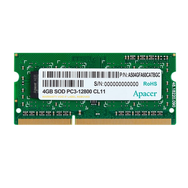 Apacer DV.04G2K.KAM hukommelsesmodul 4 GB 1 x 4 GB DDR3 204-pin SO-DIMM