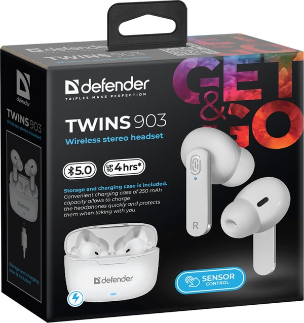 Miniatyrbillede 7 af 10: Defender TWINS 903 Headset True Wireless Stereo (TWS) I ørerne Opkald/Musik/Sport/Hverdag Bluetooth Hvid