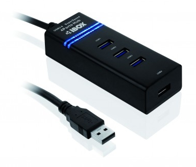 iBox IUH3FB gränssnittshubbar 5000 Mbit/s Svart