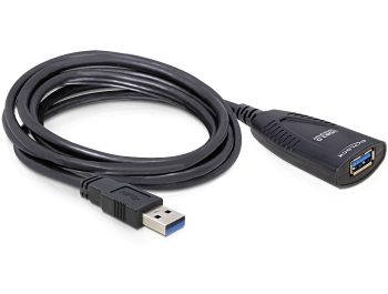 DeLOCK USB 3.0 5m USB-kabel USB 3.2 Gen 1 (3.1 Gen 1) Sort
