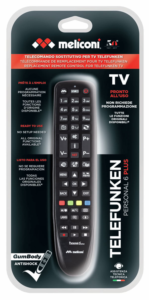 Miniatyrbild 2 av 2: Meliconi Gumbody Personal 6 plus fjärrkontroll IR trådlös TV Tryckknappar