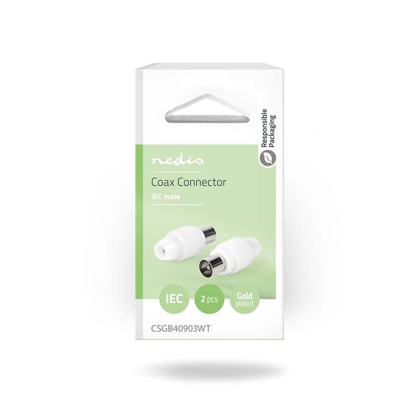 Miniatyrbillede 2 af 4: Nedis CSGB40903WT koaksial forbinder IEC 2 stk 75 ohm (Ω)