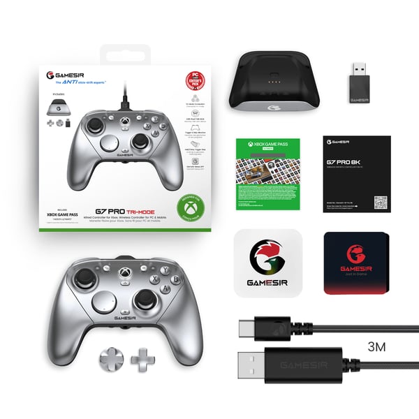 Miniatyrbillede 5 af 8: GameSir G7 Pro Sølv Bluetooth/RF/USB Gamepad Analog/digital Android, iOS, Nintendo Switch, PC