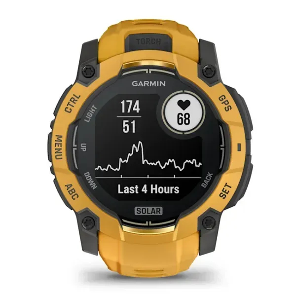 Garmin Instinct 3 3,05 cm (1.2") 50 mm Digital 176 x 176 pixel Berøringsskærm Gul, Grå Wi-Fi GPS (satellit)