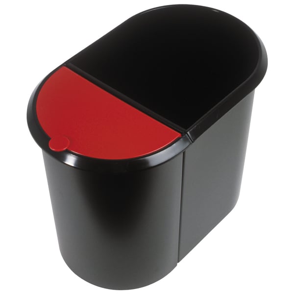 Miniatyrbillede 1 af 3: Helit H6103992 affaldskurv Oval Plast Sort, Rød