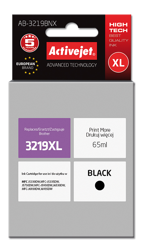 Activejet AB-3219BNX Blæk (erstatning Brother LC3219Bk; Supreme; 65 ml; sort) Activejet AB-3219BNX Blæk (erstatning Brother LC3219Bk; Supreme; 65 ml; sort)