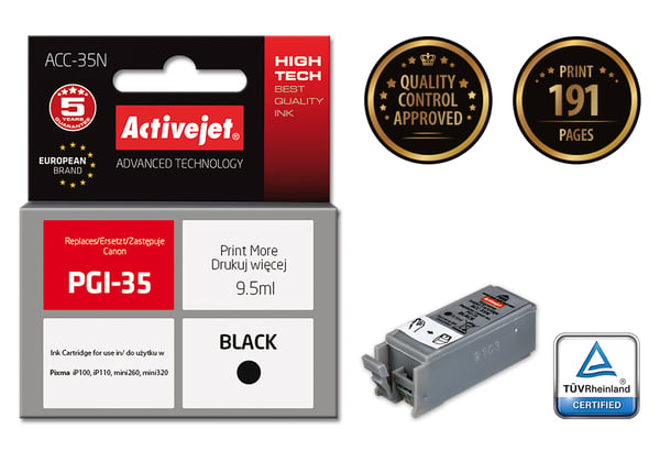 Activejet ACC-35N (erstatning for Canon PGI-35; Supreme; 9,5 ml; sort)