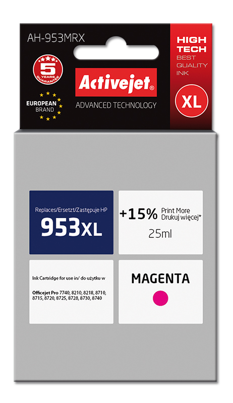 Activejet AH-953MRX mustekasetti 1 kpl Yhteensopiva Korkea (XL) värintuotto Magenta Activejet AH-953MRX mustekasetti 1 kpl Yhteensopiva Korkea (XL) värintuotto Magenta