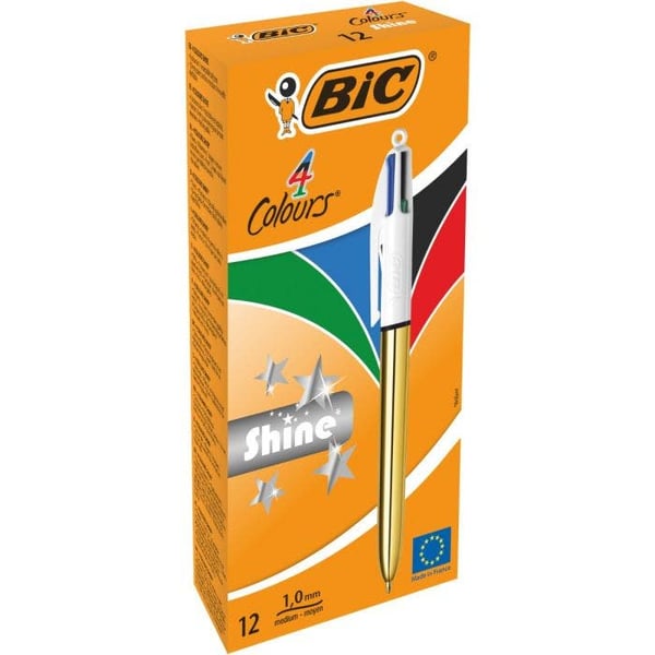 BIC 982878 kulspetspennor Multifärg Fastklämbar, indragbar kulspetspenna Medium 12 styck