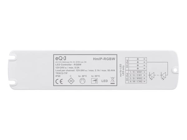 Miniatyrbild 4 av 5: Homematic IP 157662A0 styrenhet för LED-belysning Vit