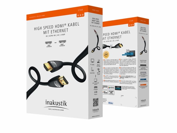 Pikkukuva 2 / 2: Inakustik 00324550 HDMI-kaapeli 5 m HDMI-tyyppi A (vakio) Musta